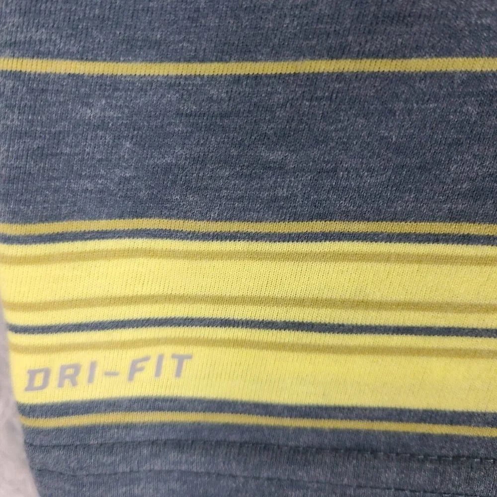 Nike Dri-Fit Tennis Polo Shirt Mens Size X-Large Yellow Grey Striped Pullover - Picture 6 of 10